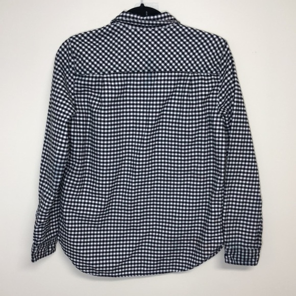 J. Crew Mercantile Gingham Flannel Half Zip‎ Black White XS - Picture 6 of 7